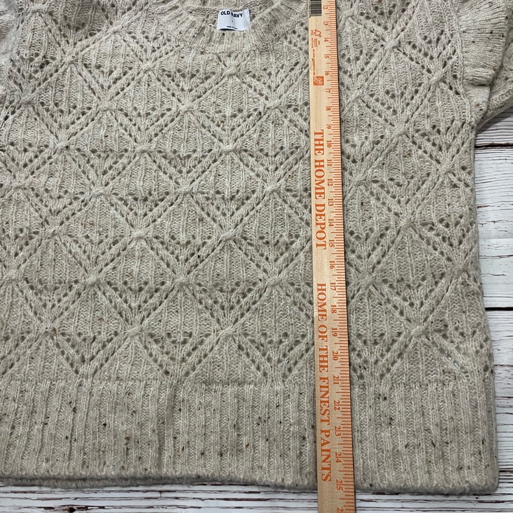 Old Navy Ruffle Sleeve Neutral Oatmeal Knit Sweater size XL Adorable - Picture 11 of 11